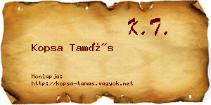 Kopsa Tamás névjegykártya